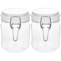 Fyctio Airtight Glass Food Preserving Jars - Set of 2, 32oz Jars for Storing and Preserving Dry Goods, Spices, and Sauces